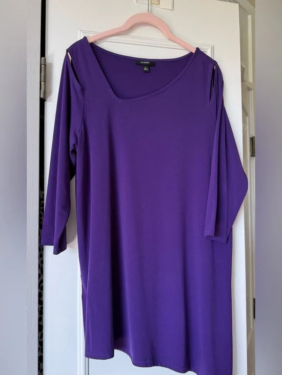 Alfani Purple 3/4 Sleeve Tunic Top - Picture 1 of 5